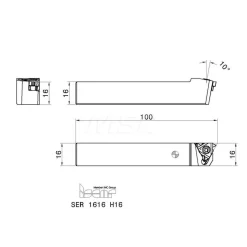 Indexable Threading Toolholder: External, Right Hand, 16 x 16 mm Shank