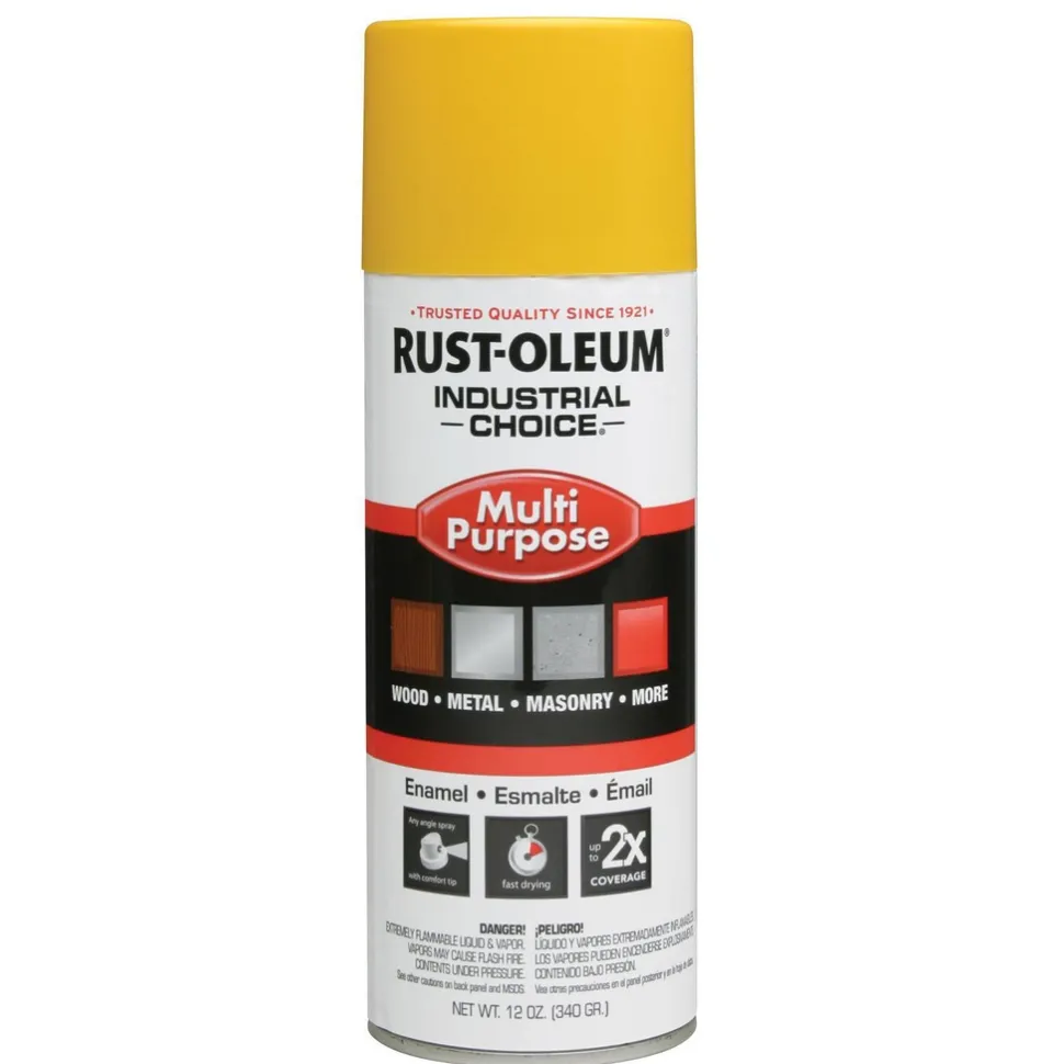 Industrial Choice 1600 Multi-Purpose Enamel Spray Paint, OHSA Safety Yellow, Gloss, 12 oz