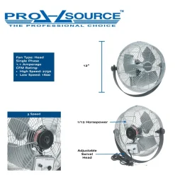 Industrial Circulation Fan: 12" Dia