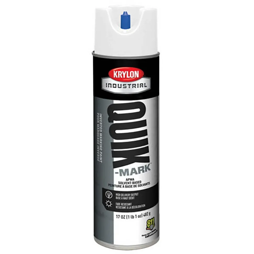 Industrial Quik-Mark™ Solvent-Based Inverted Marking Paint, Flat, Utility White, 17 oz