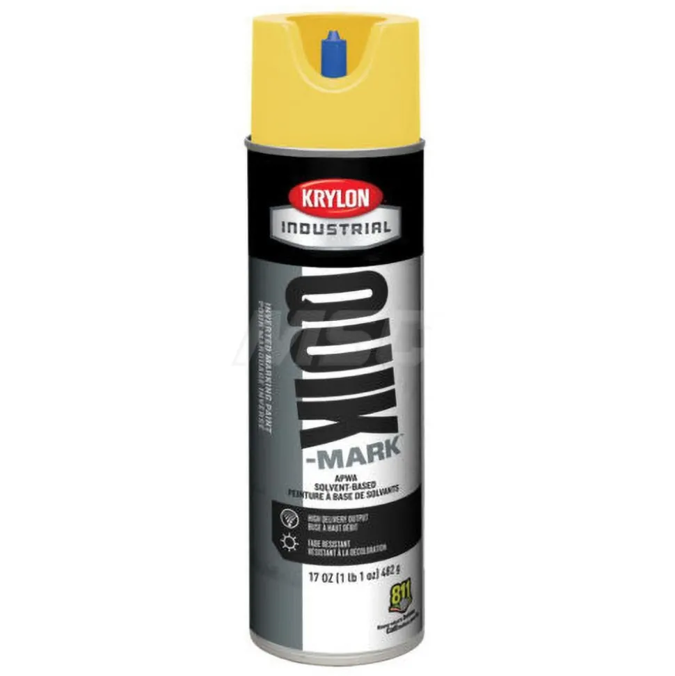 Industrial Quik-Mark™ Solvent-Based Inverted Marking Paint, Flat, High Visibility Yellow, 17 oz