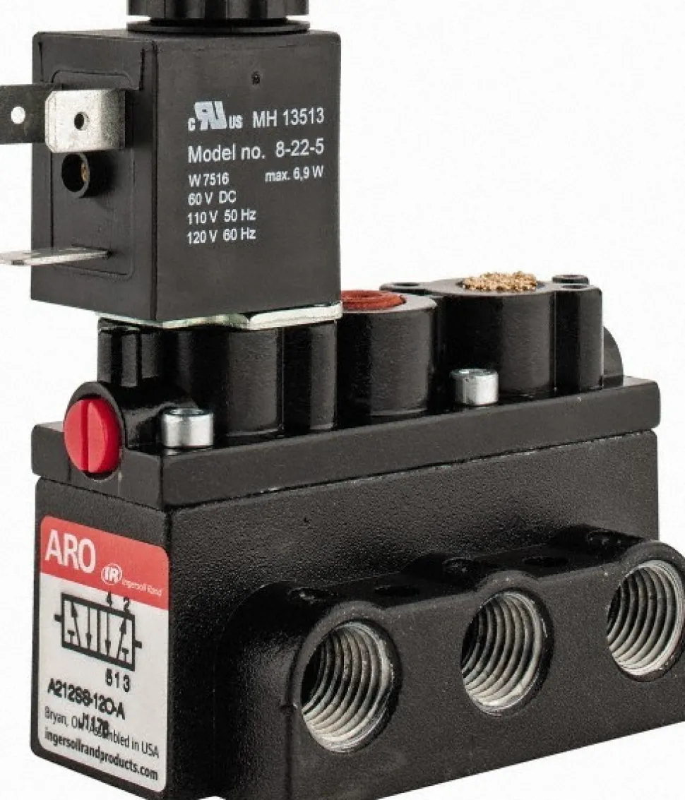 1/4" Inlet x 1/4" Outlet, Solenoid Actuator, Spring Return, 2 Position, Body Ported Solenoid Air Valve
