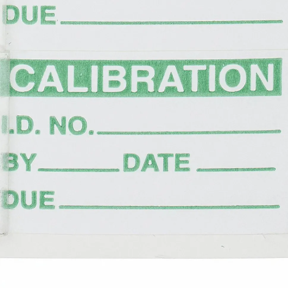 Inspection & Quality Label: "Calibration I.D. No.__ By__Date__Due__", Rectangle, 1" Wide