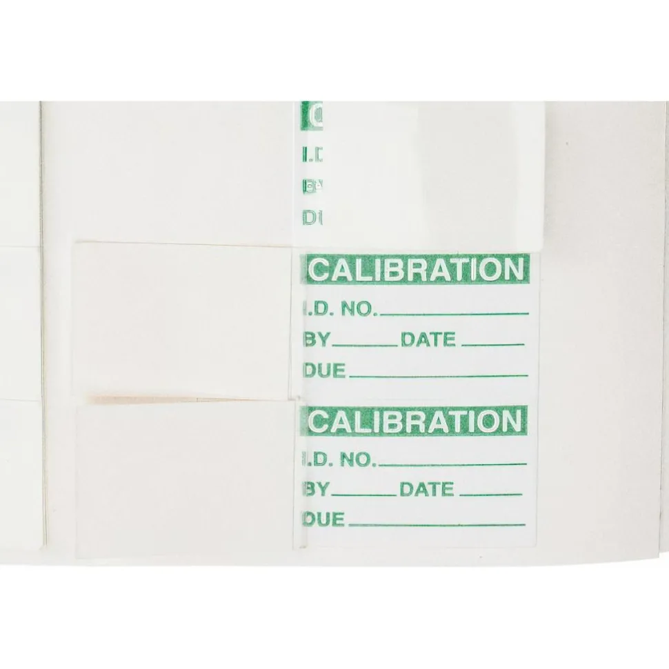 Inspection & Quality Label: "Calibration I.D. No.__ By__Date__Due__", Rectangle, 1" Wide