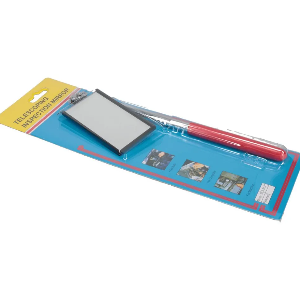 Inspection Mirror: Rectangular, Vinyl Handle
