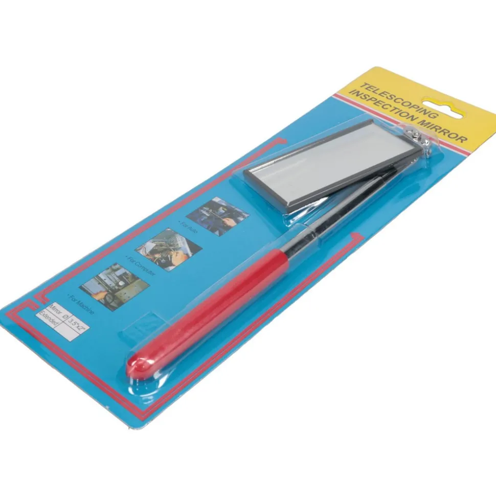 Inspection Mirror: Rectangular, Vinyl Handle