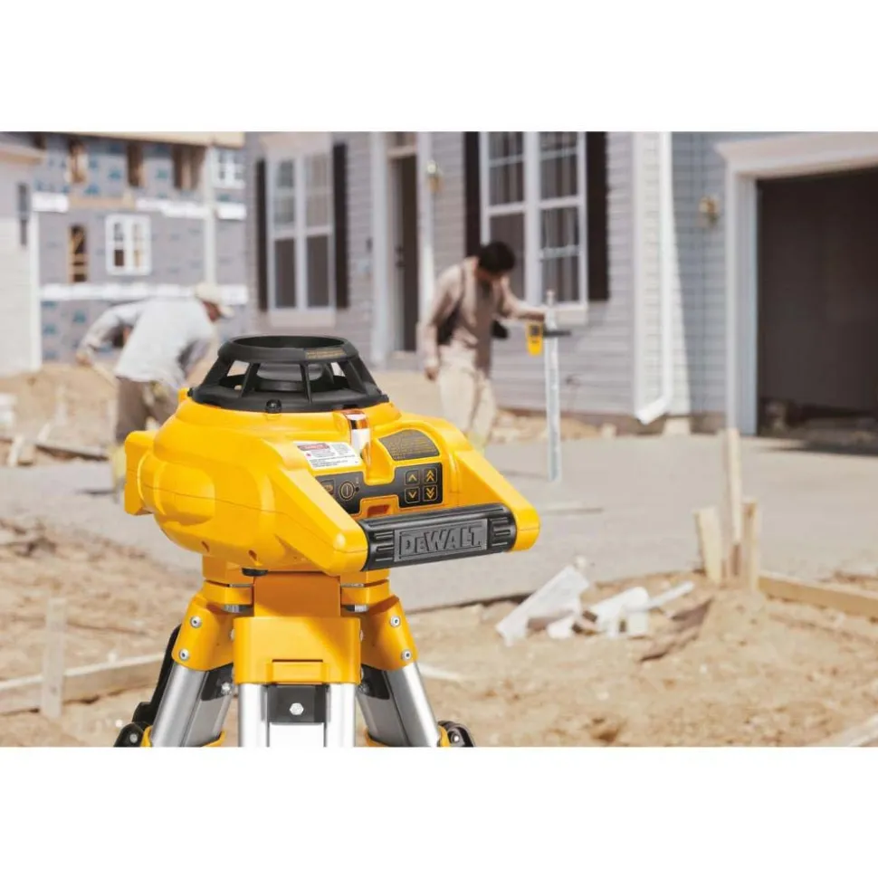 100' (Interior) & 600' (Exterior) Measuring Range, 1/4" at 100' & 2mm at 10m Accuracy, Self-Leveling Rotary Laser with Detector