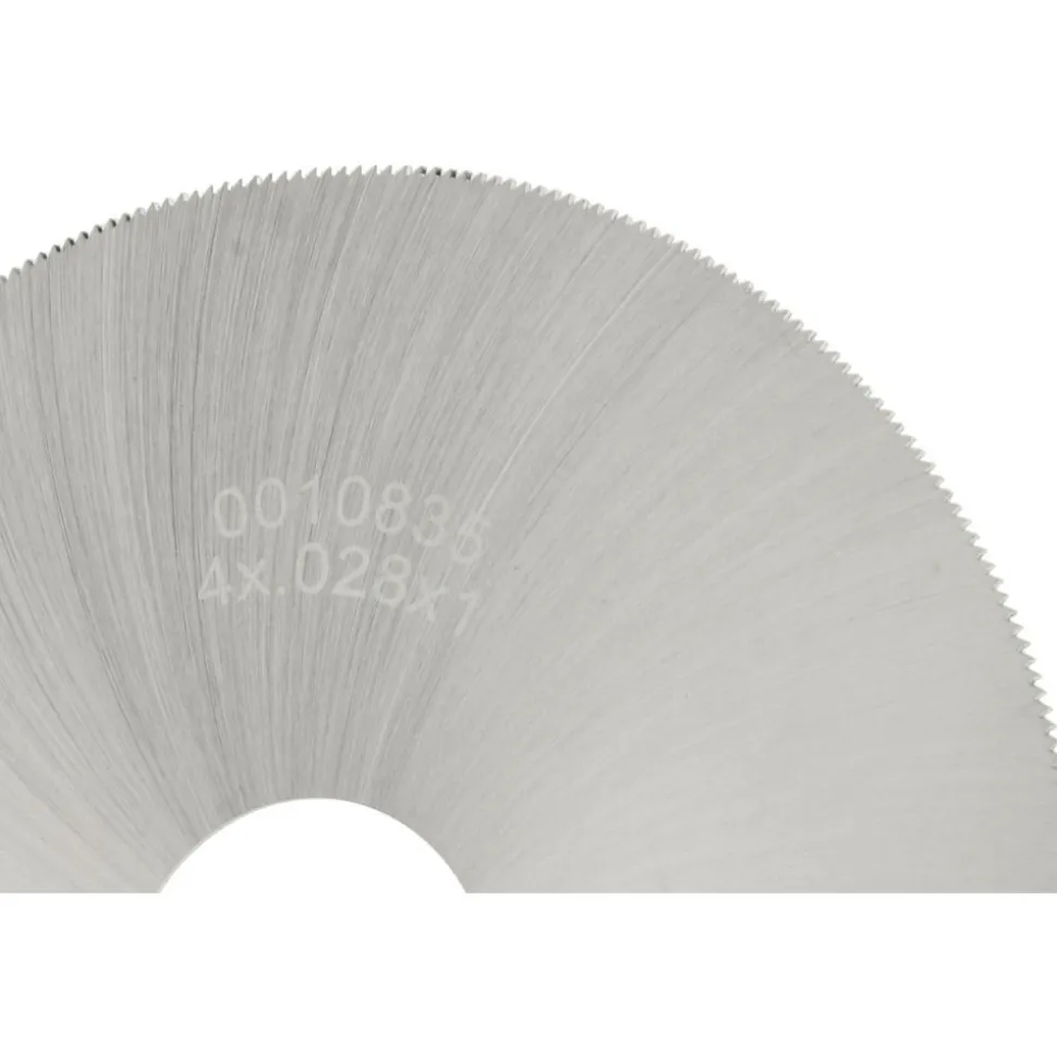 Jeweler's Saw: 4" Dia, 0.028" Thick, 1" Arbor Hole, 310 Teeth, High Speed Steel