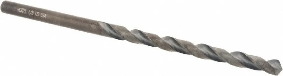 Jobber Length Drill Bit: 1/8" (0.1250) Dia, 118 deg, HSS