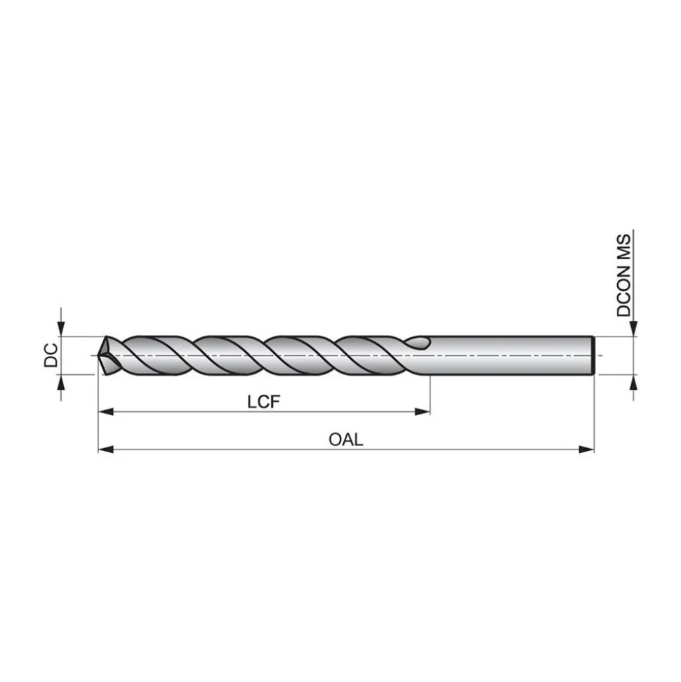 Jobber Length Drill Bit: #7 (0.2010) Dia, 135 deg, Cobalt