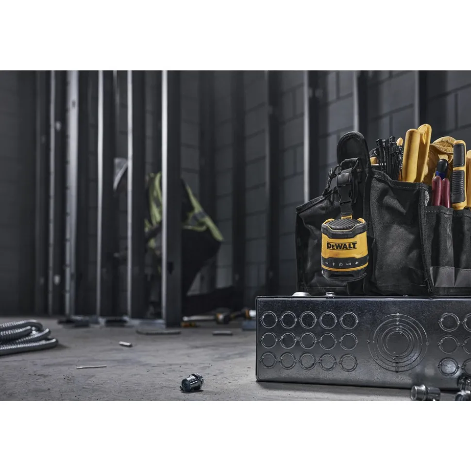 Job Site Radios: Job Site Radio Type: Bluetooth Speaker; Radio Reception: Bluetooth; Power Type: Rechargeable Battery