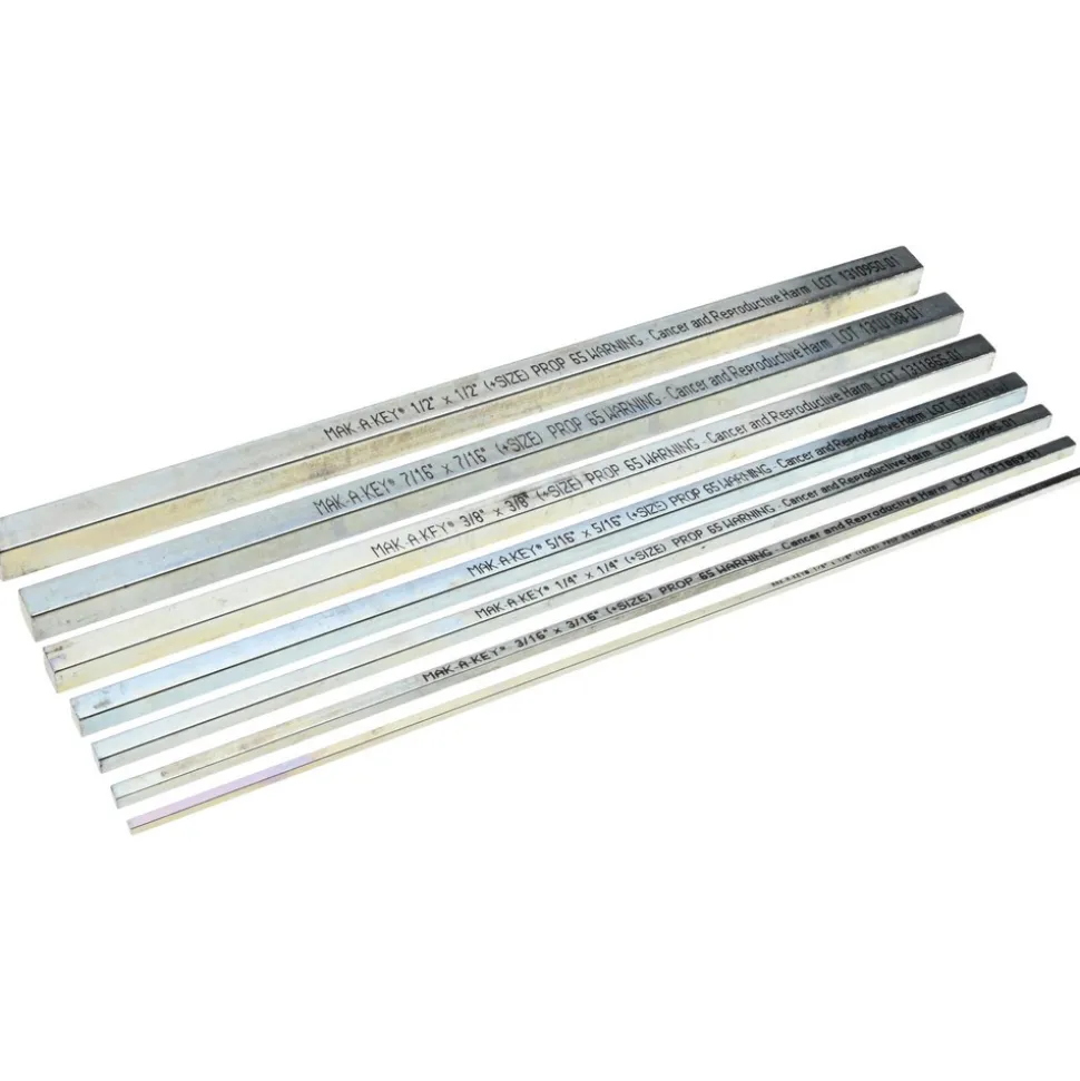 Key Stock Assortment: 12" Long, Steel, Zinc-Plated