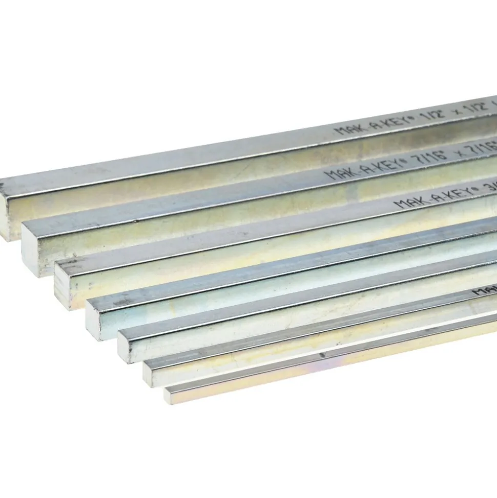 Key Stock Assortment: 12" Long, Steel, Zinc-Plated