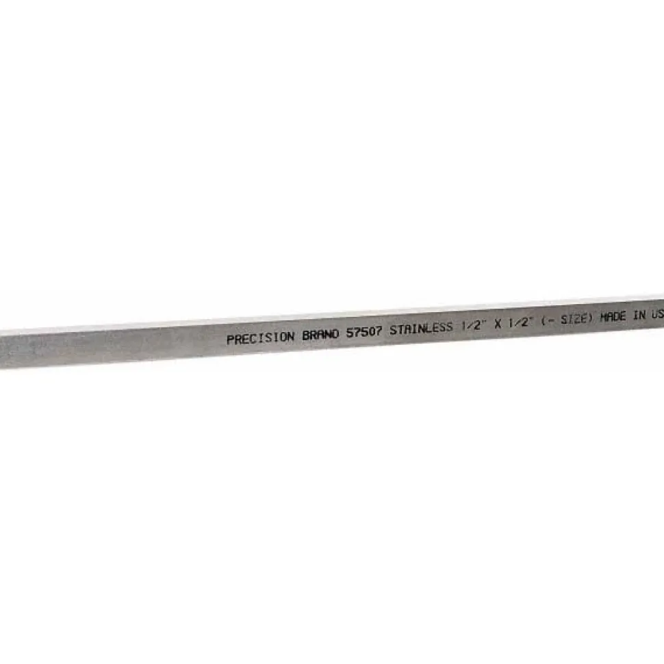 Key Stock: 1/2" High, 1/2" Wide, 12" Long, Stainless Steel, Plain Finish