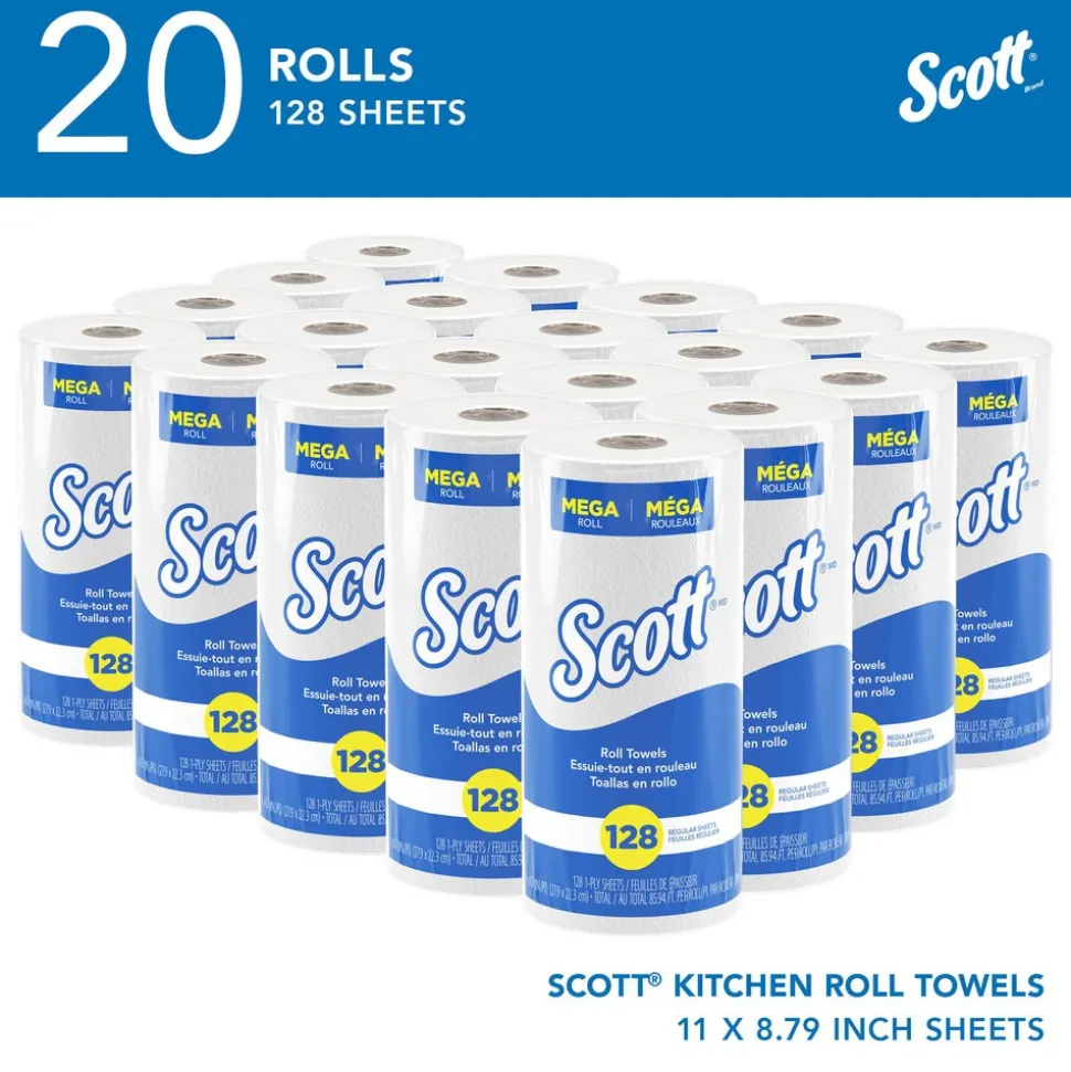 Kitchen Paper Towels (41482), with Fast-Drying Absorbency Pockets™, White, Perforated Standard Paper Towel Rolls