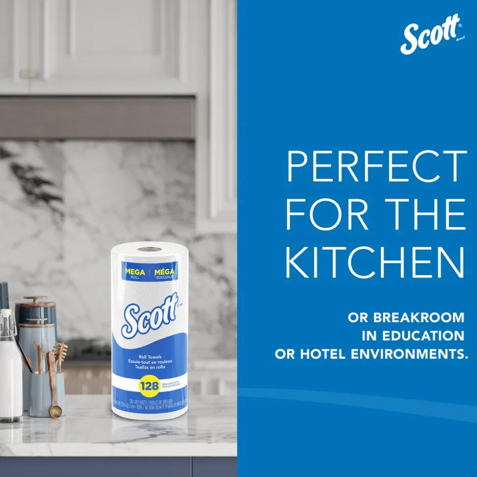 Kitchen Paper Towels (41482), with Fast-Drying Absorbency Pockets™, White, Perforated Standard Paper Towel Rolls