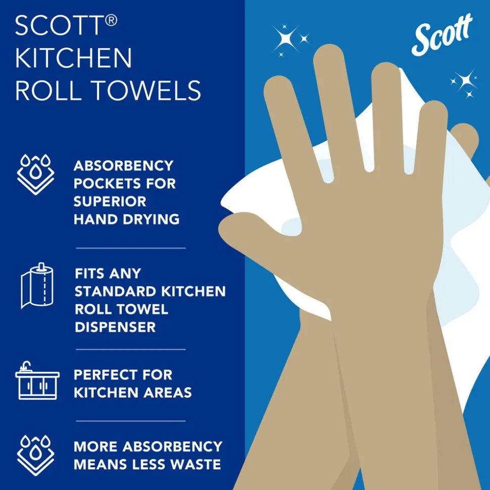 Kitchen Paper Towels (41482), with Fast-Drying Absorbency Pockets™, White, Perforated Standard Paper Towel Rolls