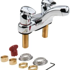 Knob Metering Handle, Deck Plate Bathroom Faucet