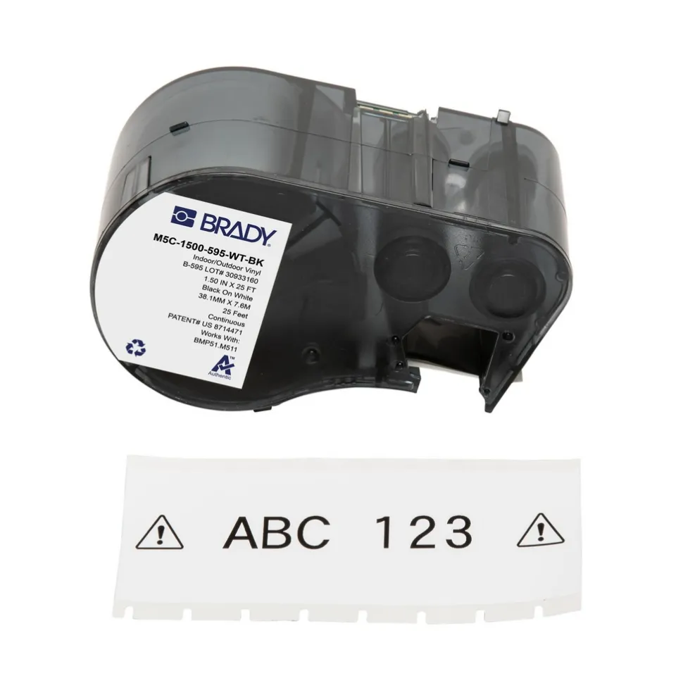 Label Maker Label: Black on White, Vinyl, 1 Roll