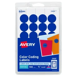 Label Maker Label: Dark Blue, Paper, 3/4" OAL, 3/4" OAW, 1,008 per Roll