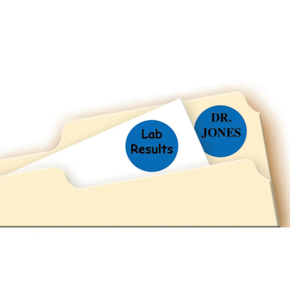 Label Maker Label: Dark Blue, Paper, 3/4" OAL, 3/4" OAW, 1,008 per Roll