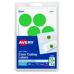Label Maker Label: Neon Green, Paper, 1-1/4" OAL, 1-1/4" OAW, 400 per Roll