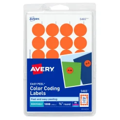Label Maker Label: Orange, Paper, 3/4" OAL, 3/4" OAW, 1,008 per Roll
