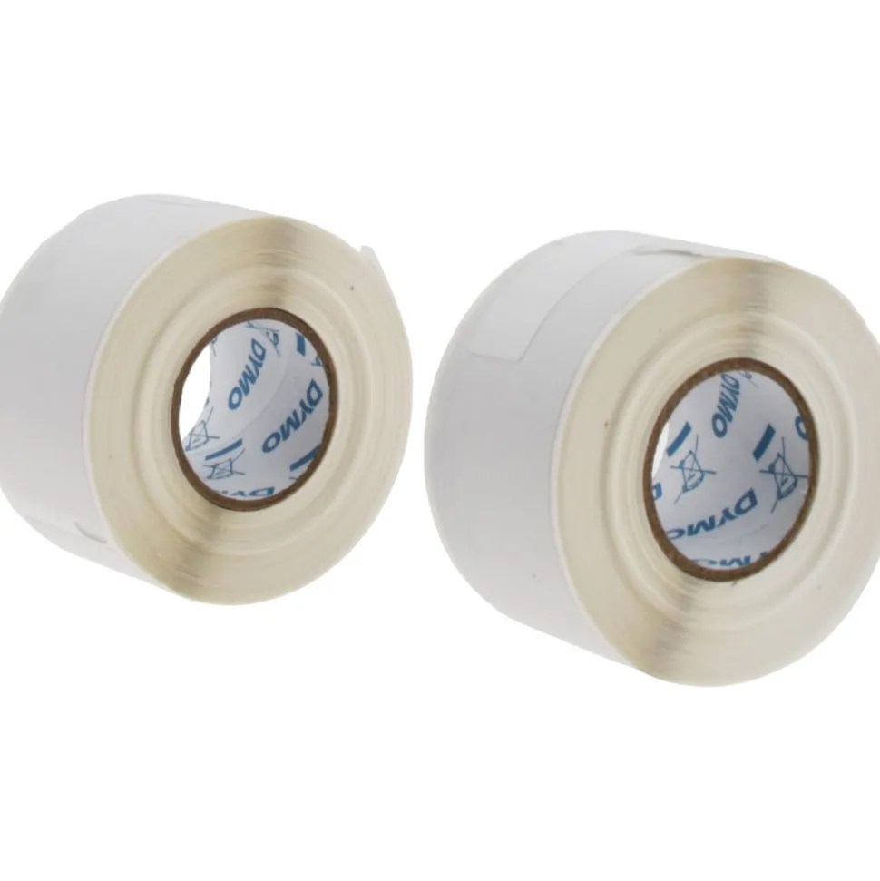 Label Maker Label: White, Die Cut Paper with Semi Perm Adhesive, 3-1/2" OAL, 1-1/8" OAW, 130 per Roll, 2 Roll