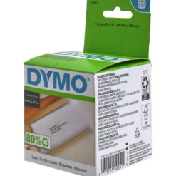Label Maker Label: White, Die Cut Paper with Semi Perm Adhesive, 3-1/2