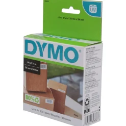 Label Maker Label: White, Die Cut Paper with Semi Perm Adhesive, 2-1/8" OAL, 1" OAW, 500 per Roll, 1 Roll
