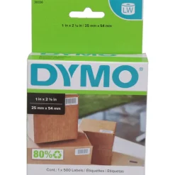 Label Maker Label: White, Die Cut Paper with Semi Perm Adhesive, 2-1/8