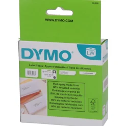 Label Maker Label: White, Die Cut Paper with Semi Perm Adhesive, 2-1/8