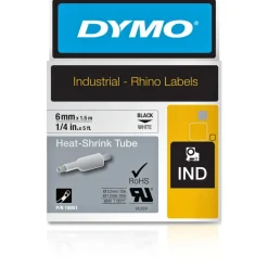 Label Maker Label: White, Heat Shrinkable Polyolefin, 60" OAL, 1/4" OAW
