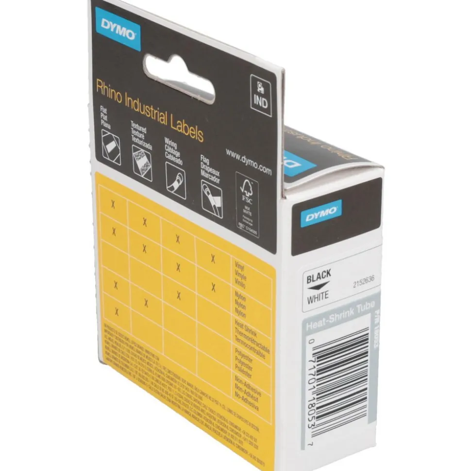 Label Maker Label: White, Heat Shrinkable Polyolefin, 60" OAL, 3/8" OAW