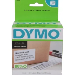 Label Maker Label: White, 4" OAL, 2-5/16" OAW, 300 per Roll, 1 Roll