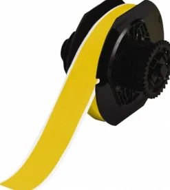 Label Maker Label: Yellow, Vinyl, 100" OAL, 1-1/8" OAW, 1 Roll
