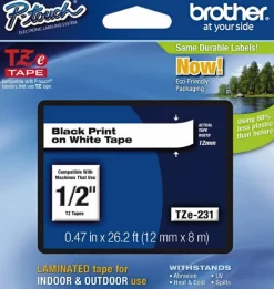 Label Tape: 1/2" x 26.2', White