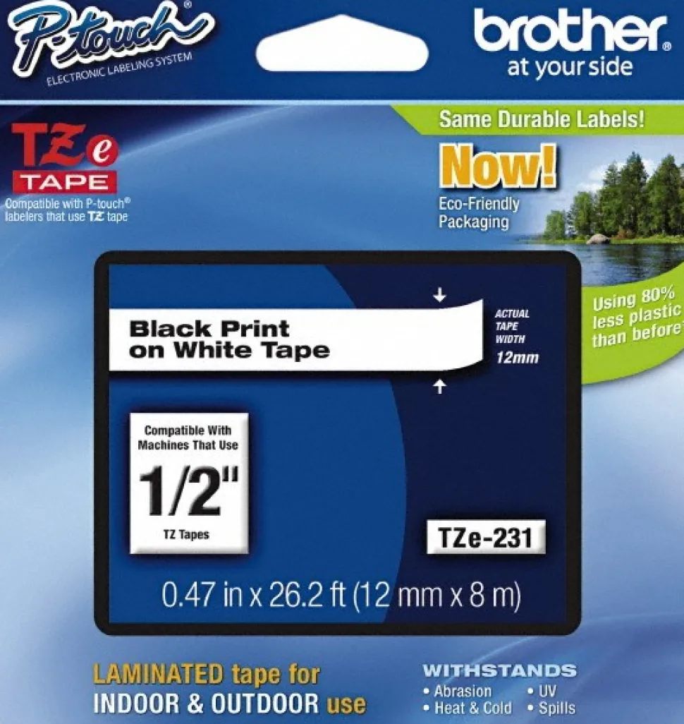 Label Tape: 1/2" x 26.2', White