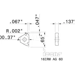 Laydown Threading Insert: 16IRM AG 60 IC908, Carbide