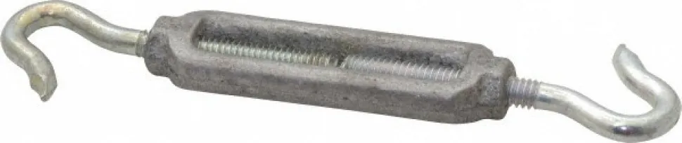 68 Lb Load Limit, 1/4" Thread Dia, 2-1/4" Take Up, Aluminum Hook & Hook Turnbuckle