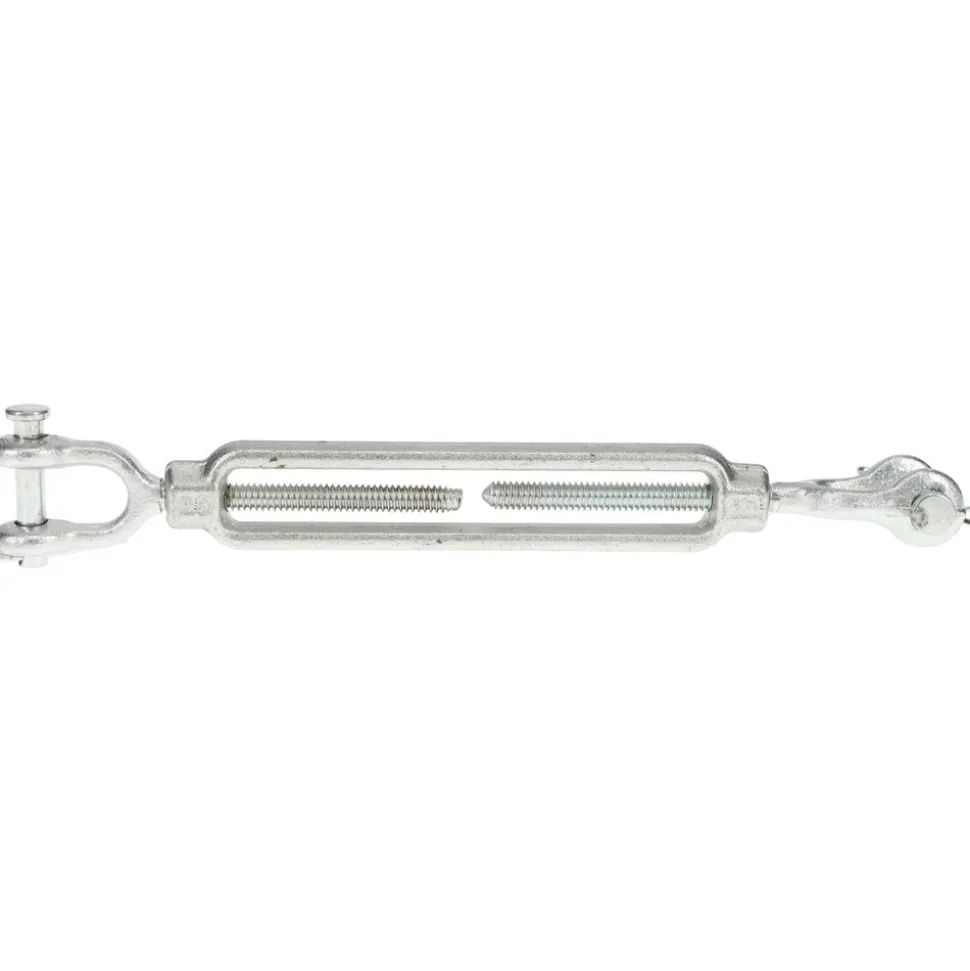 500 Lb Load Limit, 1/4" Thread Dia, 4" Take Up, Steel Jaw & Jaw Turnbuckle