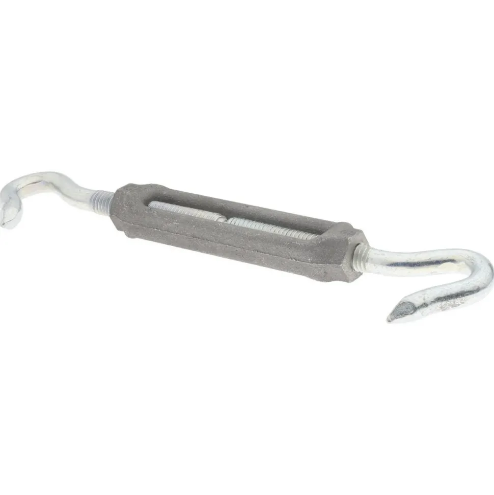 174 Lb Load Limit, 3/8" Thread Dia, 2-7/8" Take Up, Aluminum Hook & Hook Turnbuckle