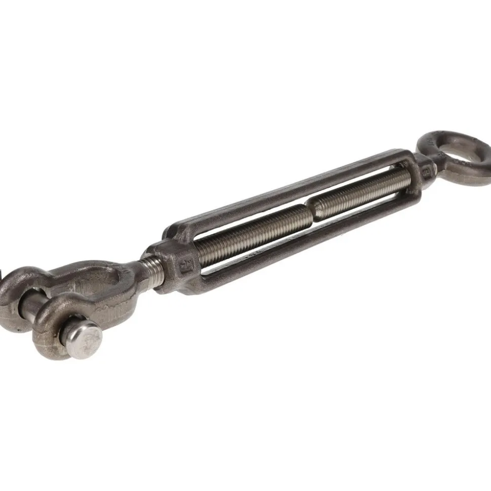 2,200 Lb Load Limit, 1/2" Thread Dia, 6" Take Up, Stainless Steel Jaw & Eye Turnbuckle