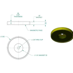 41 Lb Max Pull Force, 3/8" Overall Height, 2.63" Dia, Ceramic Cup Magnet