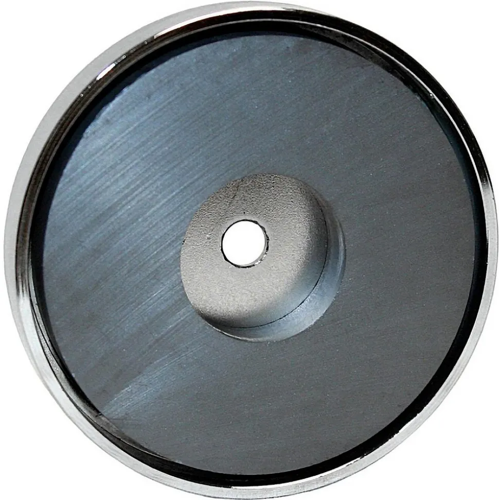 41 Lb Max Pull Force, 3/8" Overall Height, 2.63" Dia, Ceramic Cup Magnet
