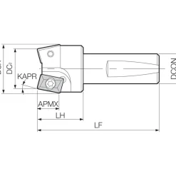 45° Lead Angle, 1" Cut Dia, Indexable & Chamfer End Mill