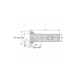 45° Lead Angle, 0.7" to 1.137" Cut Dia, 19.05mm Shank Dia, Indexable & Chamfer End Mill