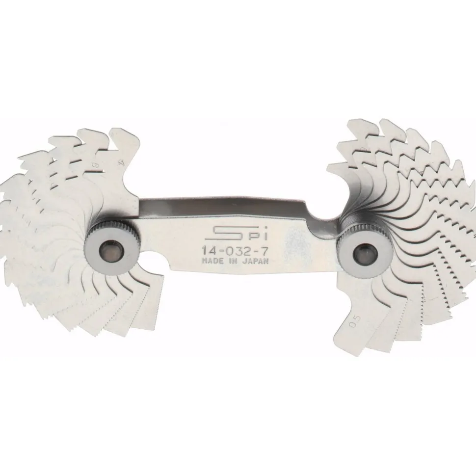 28 Leaf, 0.5 to 6mm Pitch Range, 4 to 56 TPI Range, Stainless Steel Screw Pitch Gage
