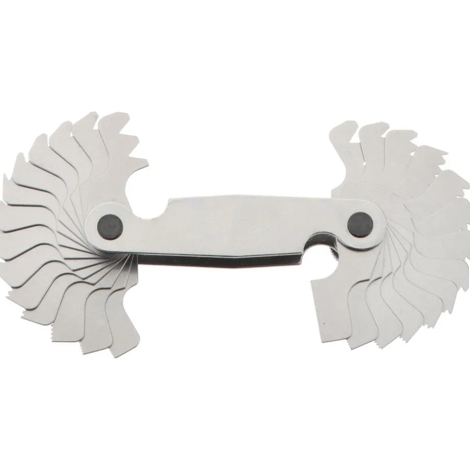 28 Leaf, 0.5 to 6mm Pitch Range, 4 to 56 TPI Range, Stainless Steel Screw Pitch Gage