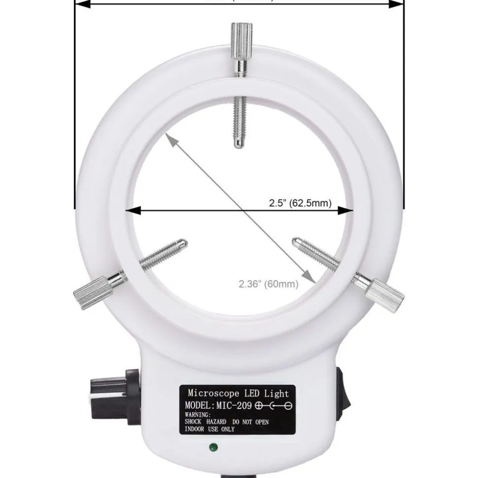 144 LED Intensity-adjustable Ring Light for Stereo Microscopes with White Housing